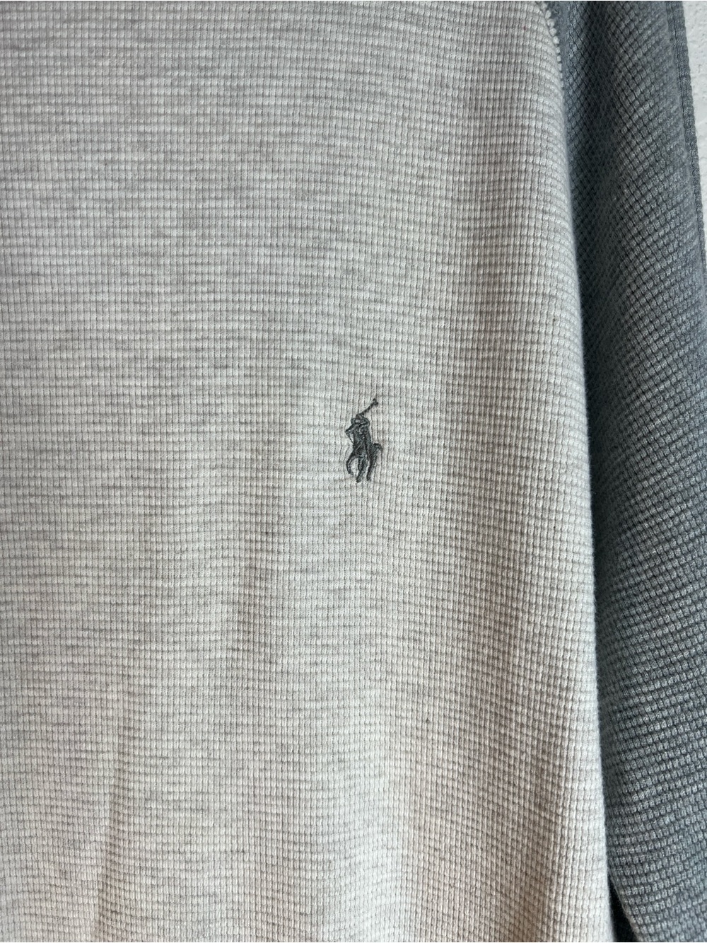Polo Ralph Lauren Vintage Unisex Gray Thermal Pullover Crewneck Long Sleeve Top - Picture 3 of 7